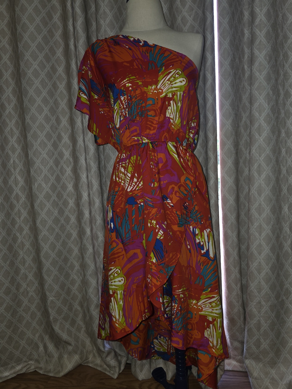 Angie Bright Red Multicolor Floral Casual Dress